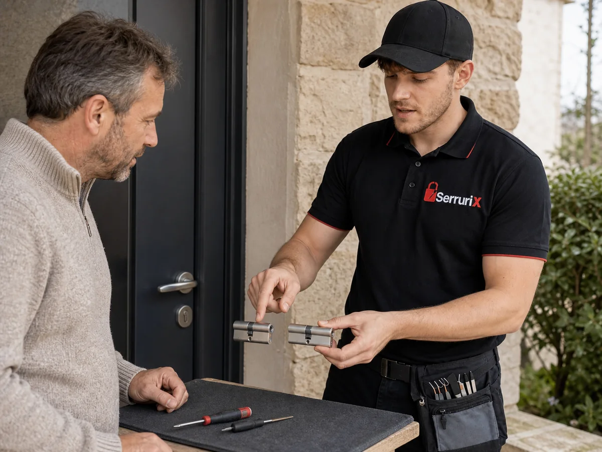 Comparaison de cylindres de serrure avec un client à Eyzin-Pinet